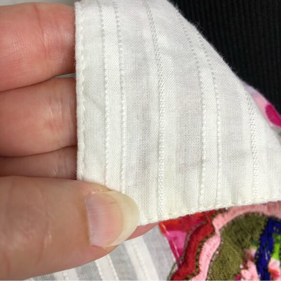 Antica Sartoria white striped floral embroidered button down tunic top size XL - Picture 12 of 16